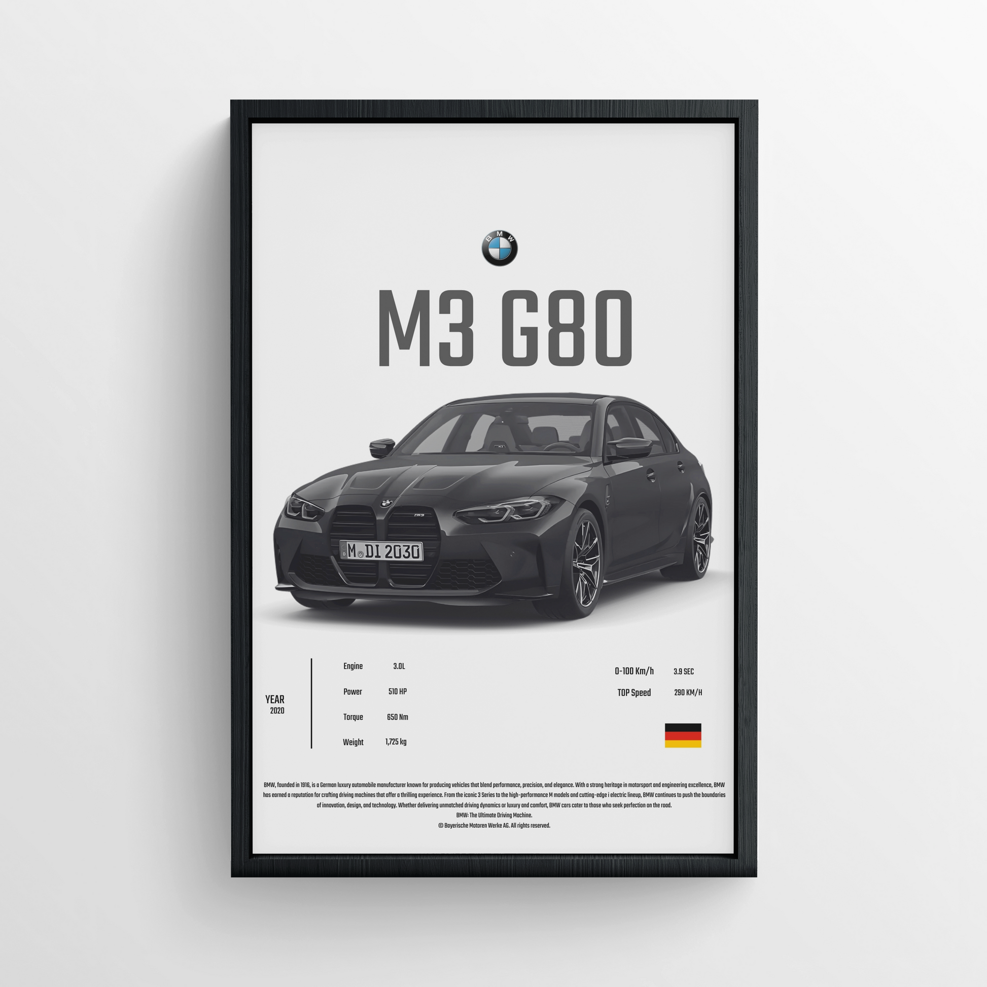 BMW M3 G80- FRAMED POSTER