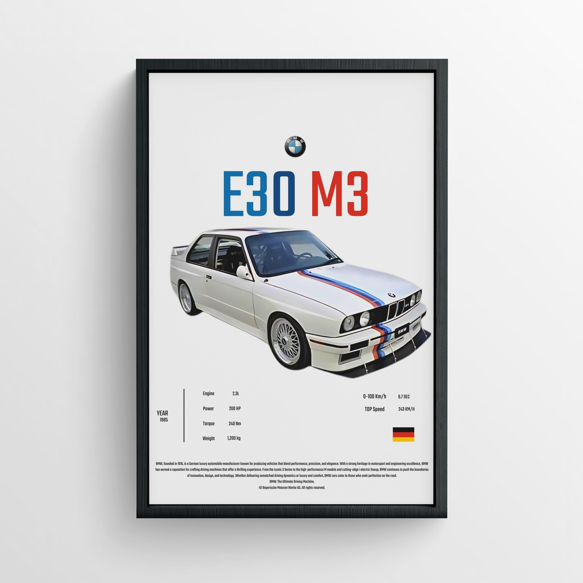 BMW E30 M3 - FRAMED POSTER