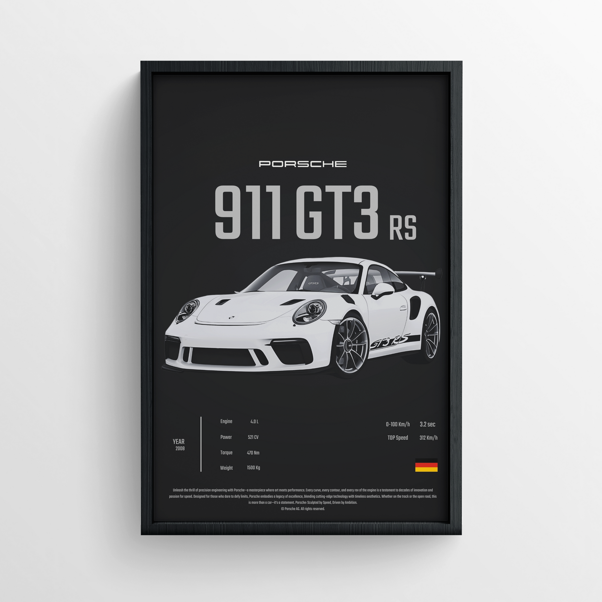 Porsche 911 GT3 RS - FRAMED POSTER