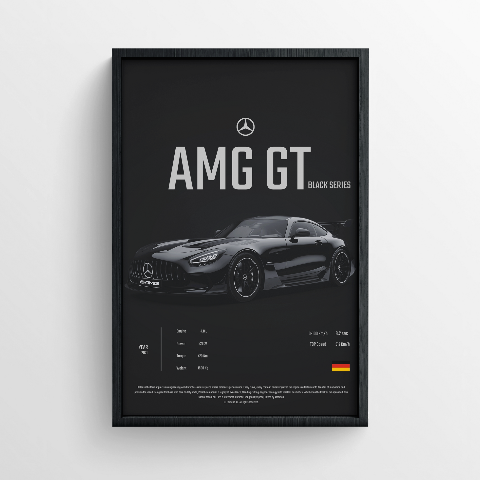 MERCEDES AMG GT - FRAMED POSTER