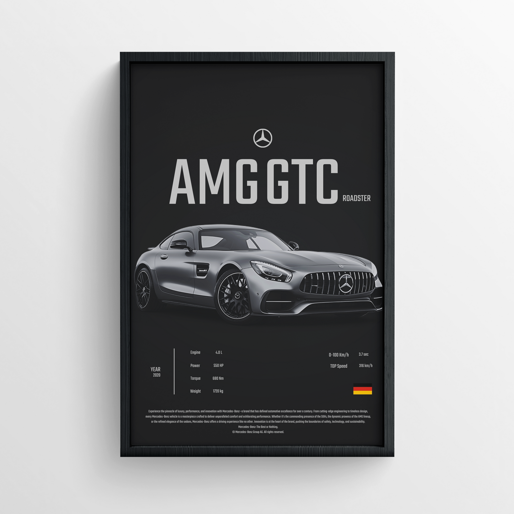 MERCEDES GTC ROAD - FRAMED POSTER