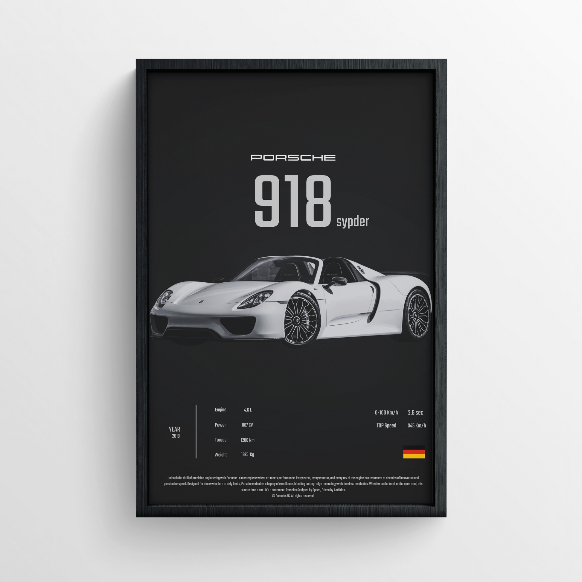 Porsche 918 Spyer - FRAMED POSTER