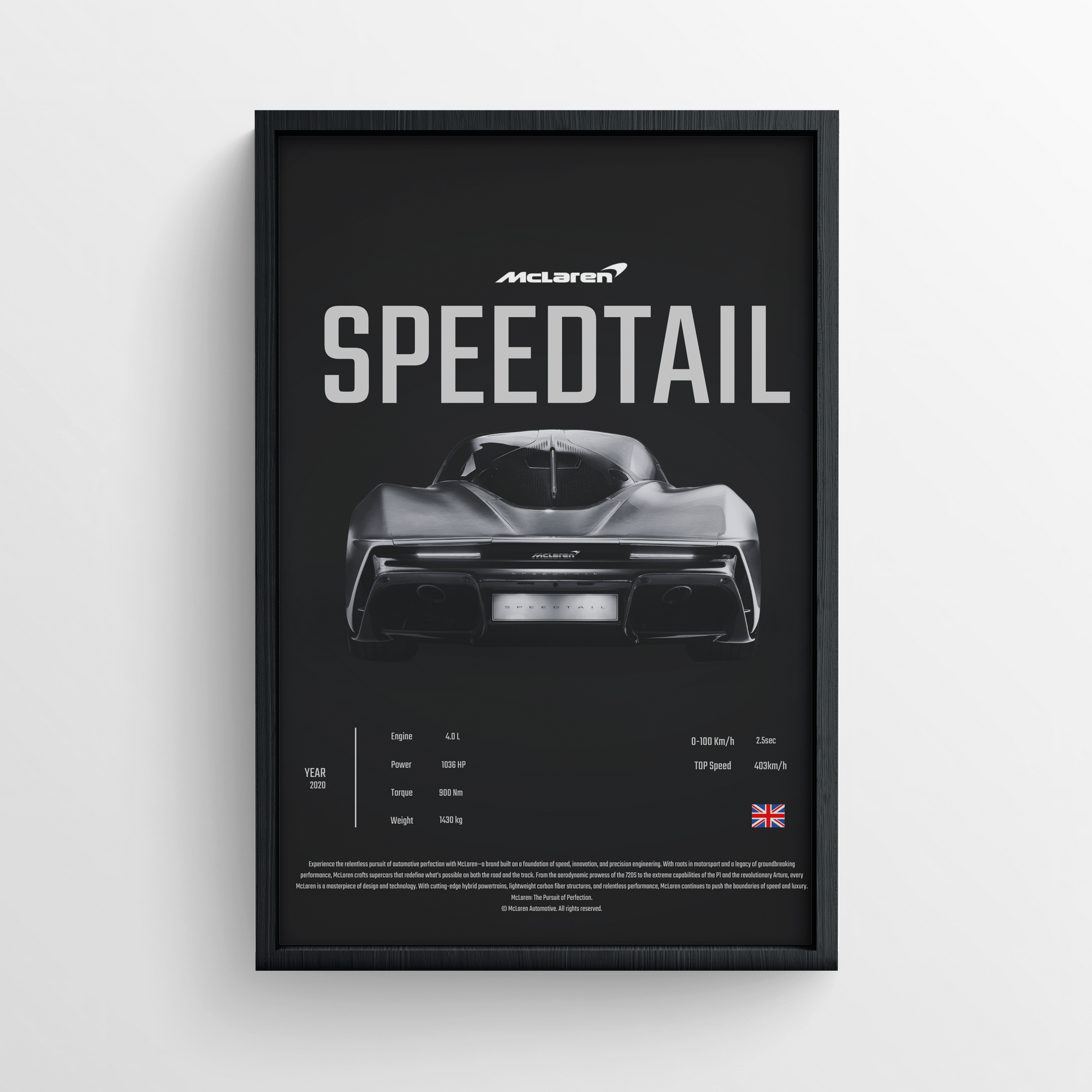 MCLAREN SPEEDTAIL - FRAMED POSTER