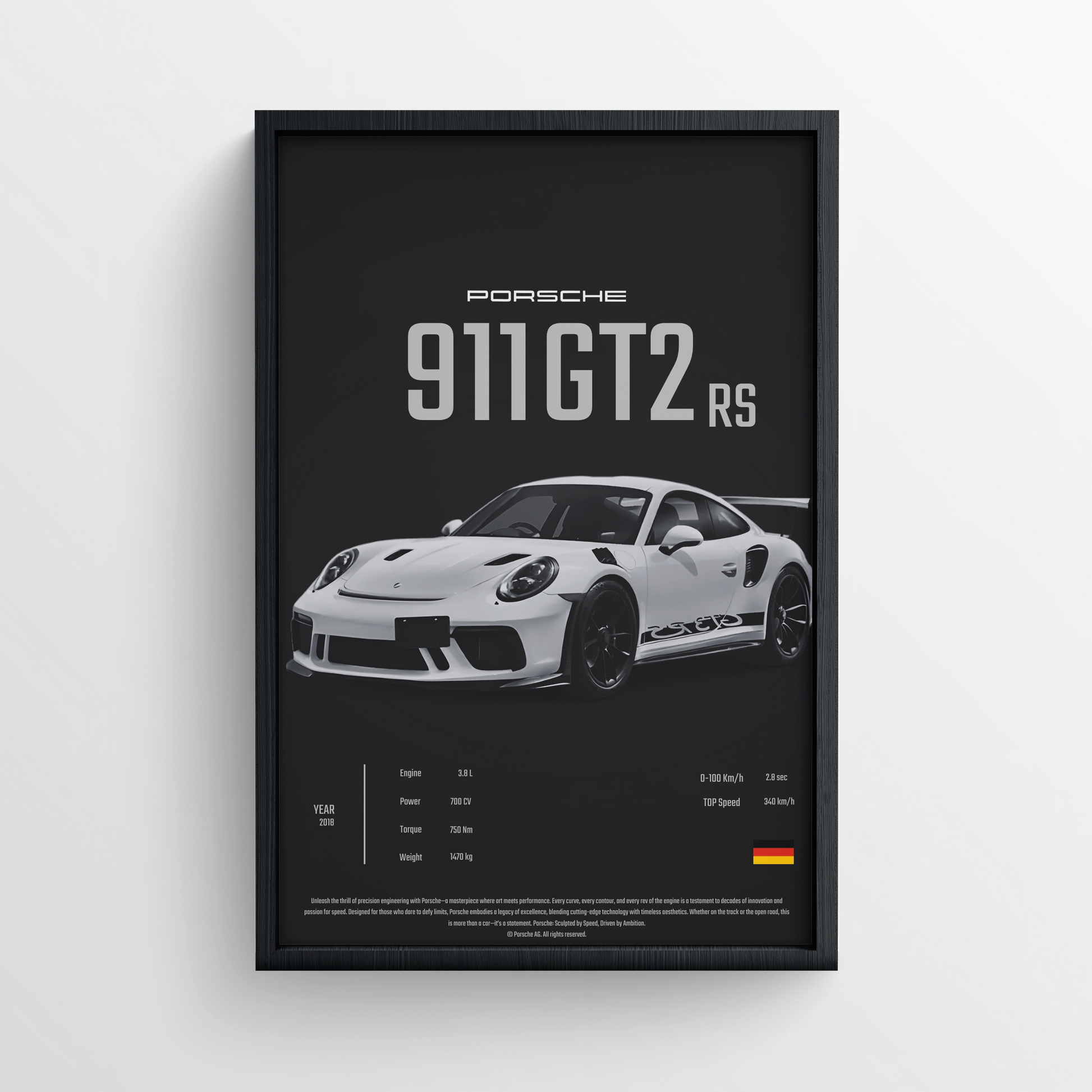 Porsche 911 G12 Rs - FRAMED POSTER