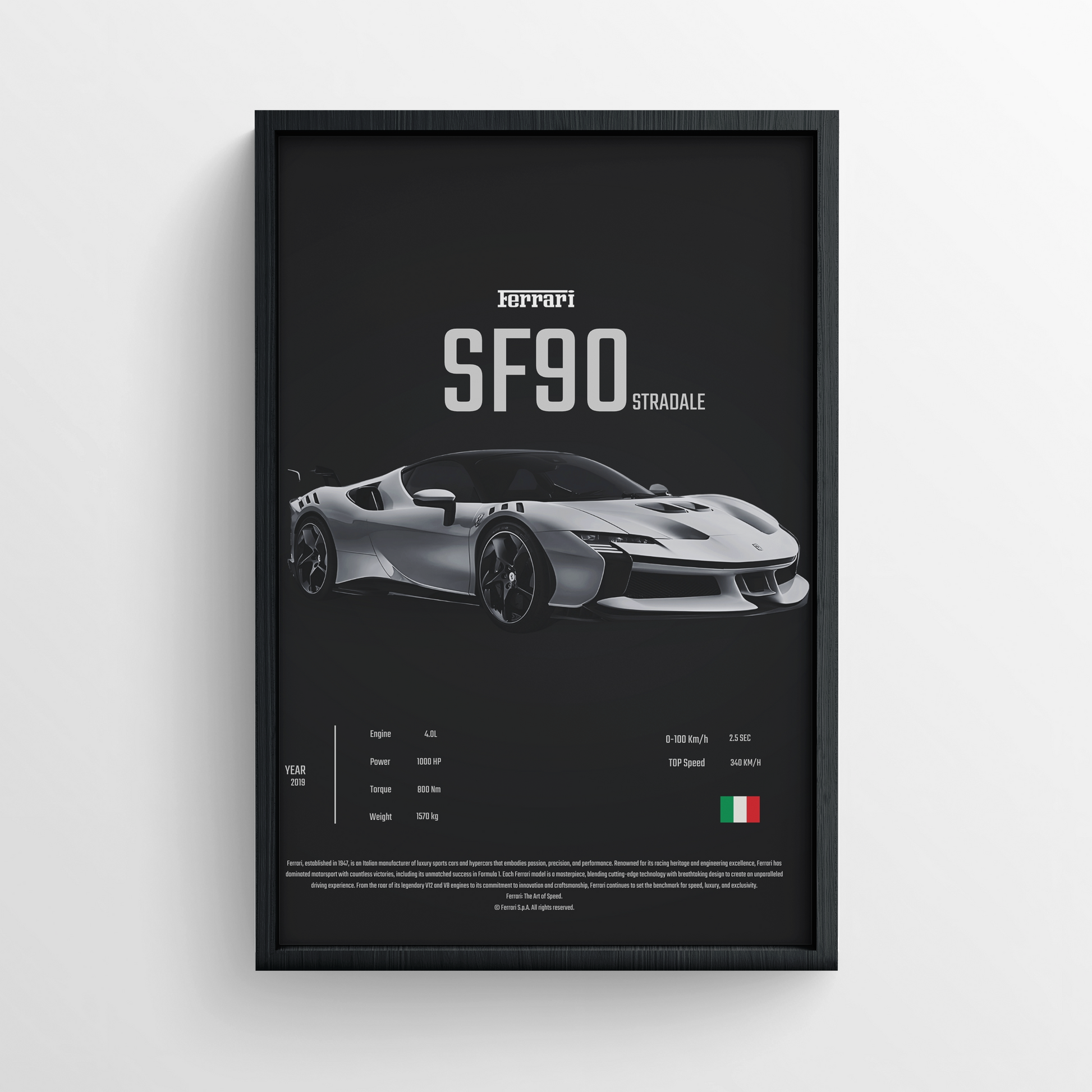 FERRARI SF90 STRADLE - FRAMED POSTER