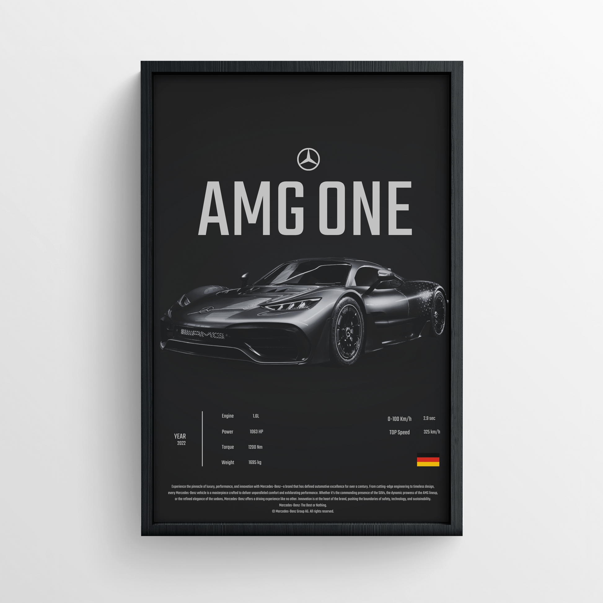 MERCEDES AMG GT - FRAMED POSTER