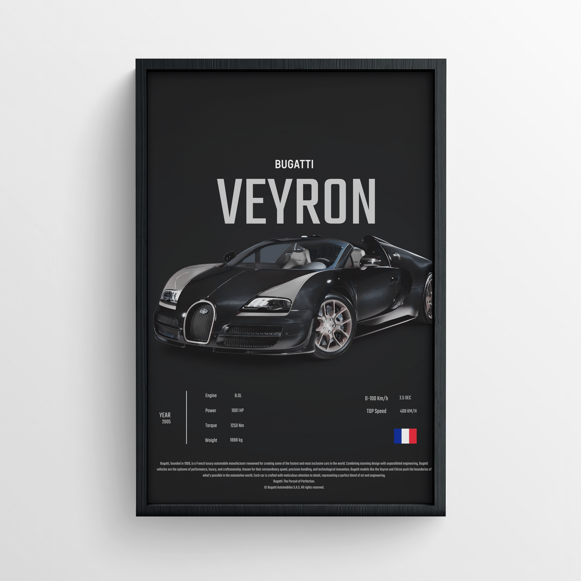 Buggati Veyron - FRAMED POSTER