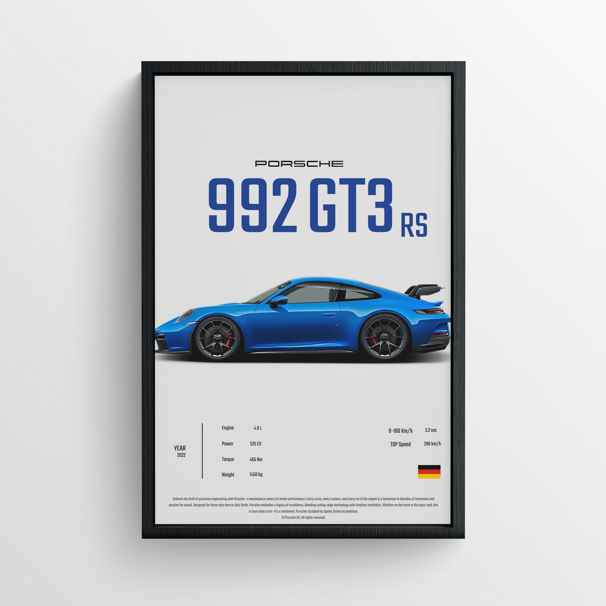 Porsche 992 GT3 Rs - FRAMED POSTER