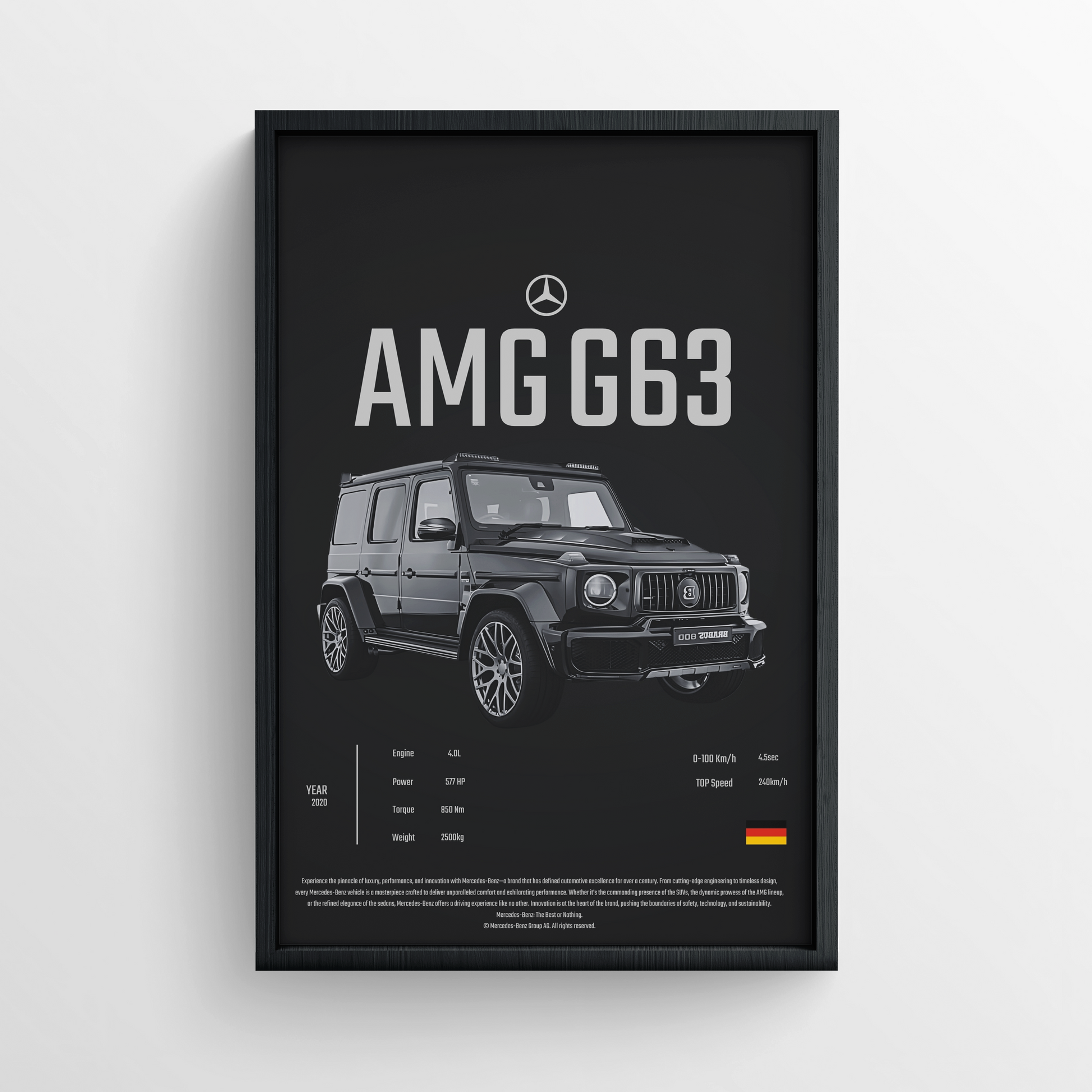 MERCEDES AMG G63 - FRAMED POSTER