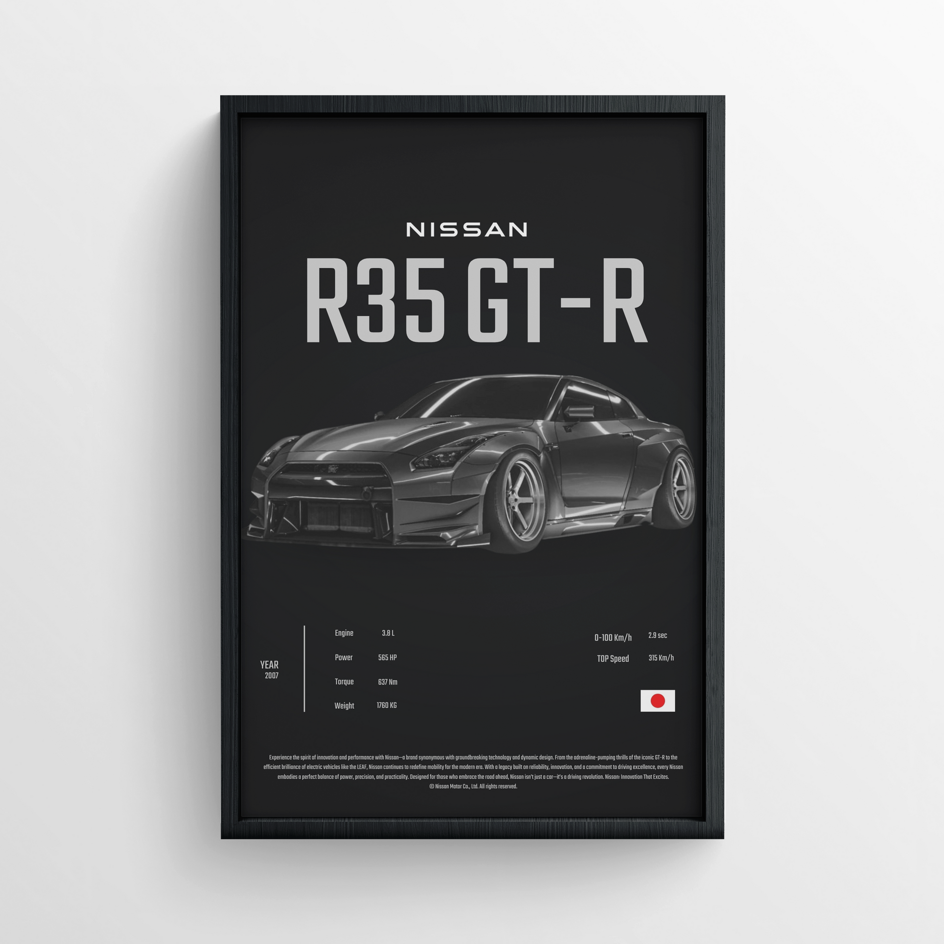NISSAN R35 GT-R - FRAMED POSTER