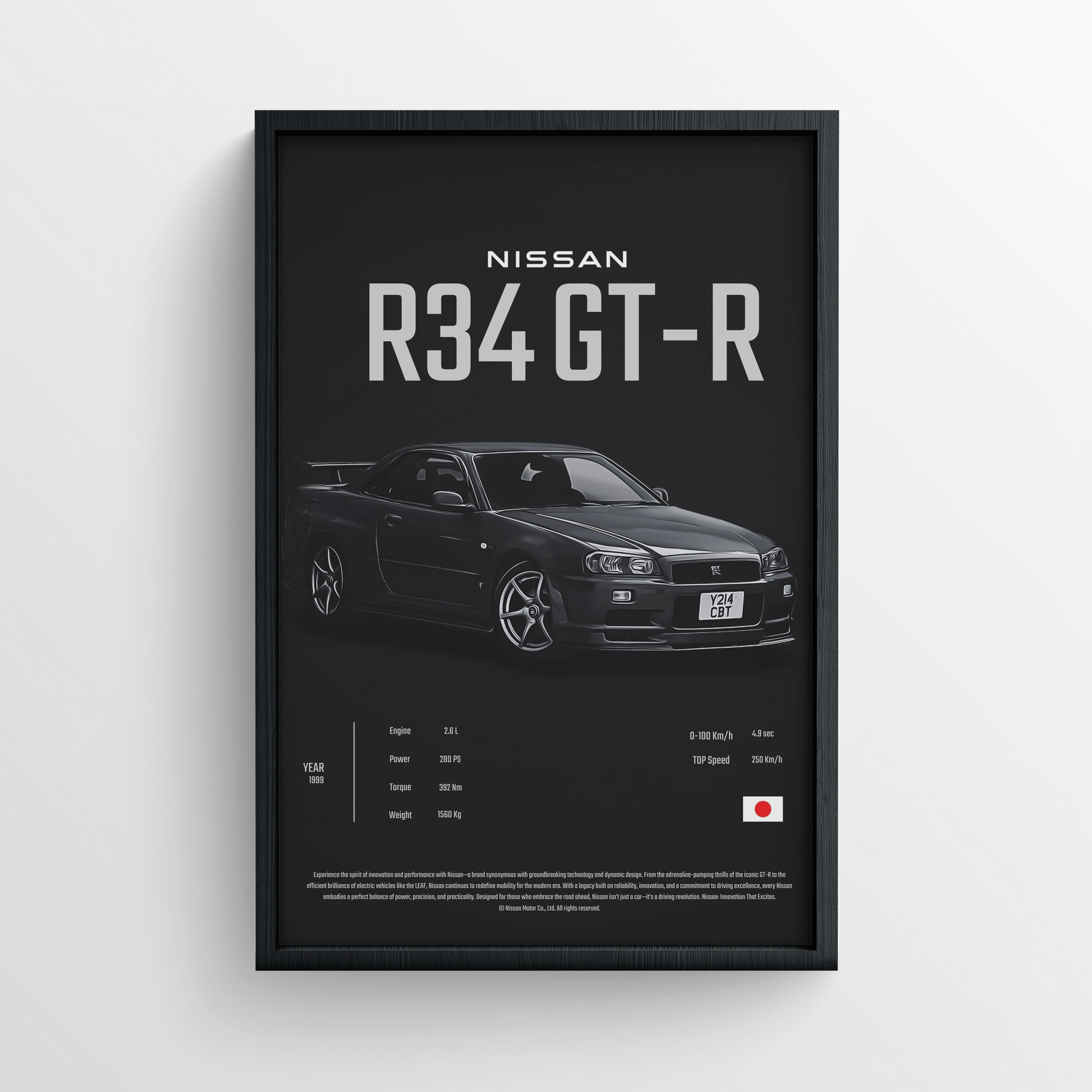 NISSAN R34 GT-R- FRAMED POSTER