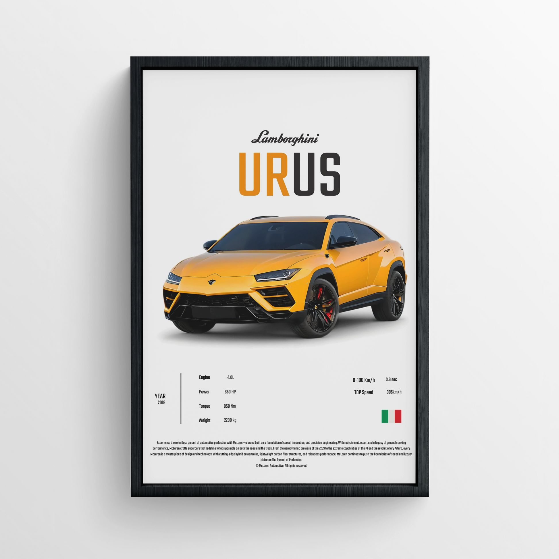 LAMBO URUS - FRAMED POSTER