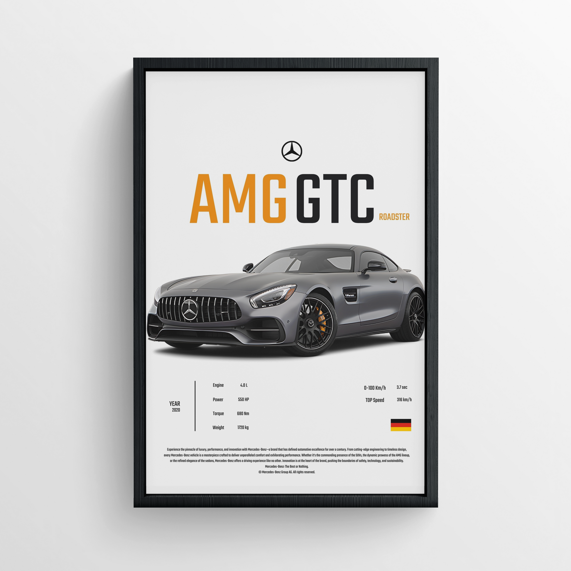 MERCEDES GTC ROAD - FRAMED POSTER