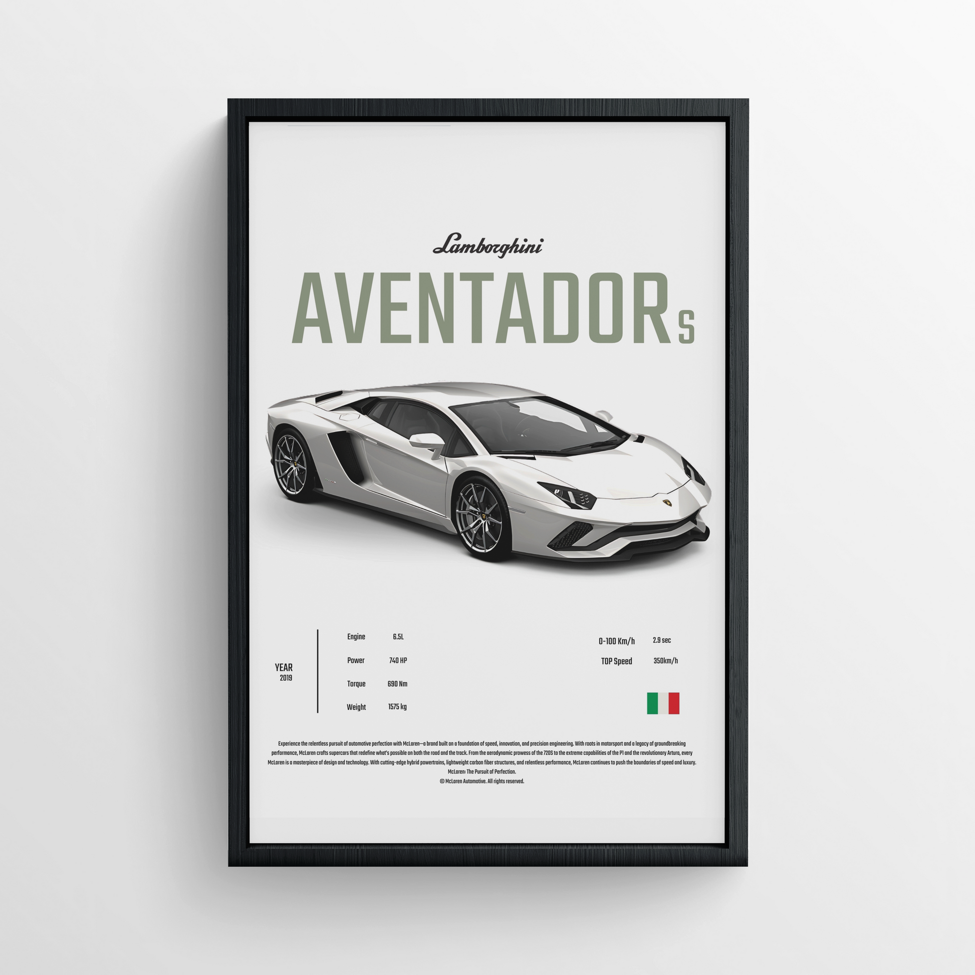LAMBO AVENTADOR S - FRAMED POSTER