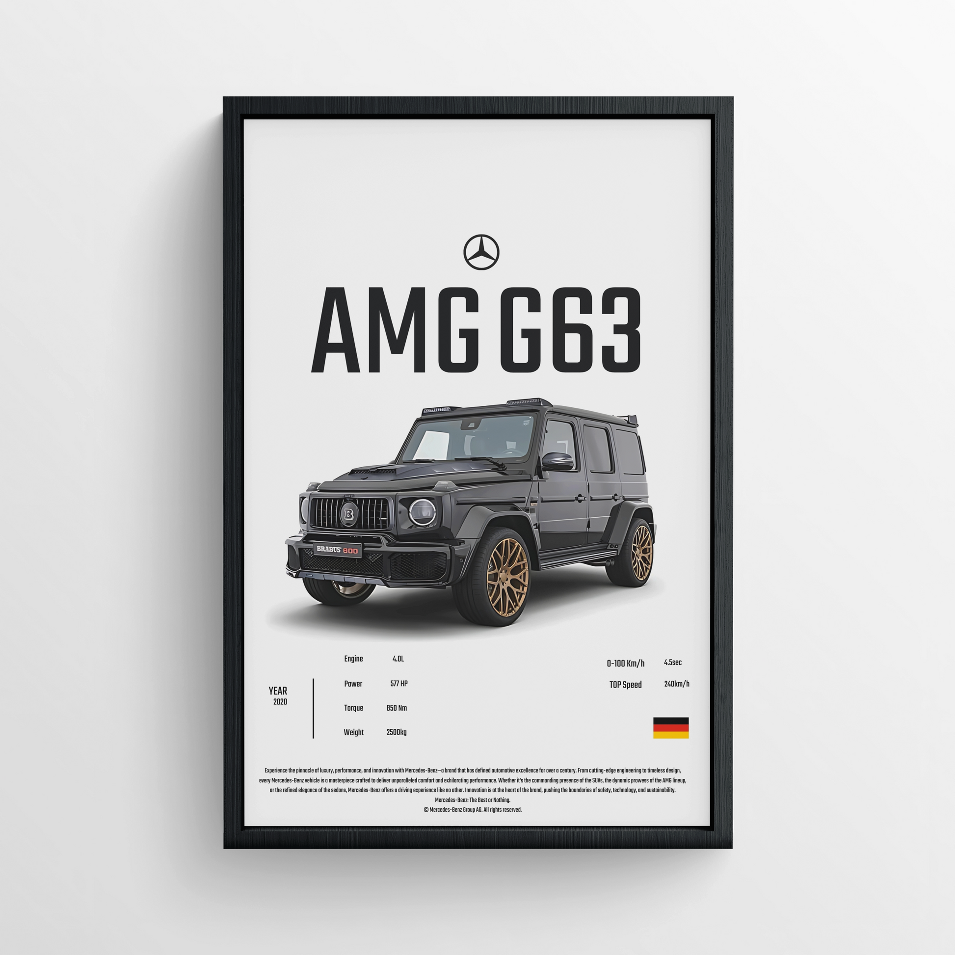 MERCEDES AMG G63 - FRAMED POSTER