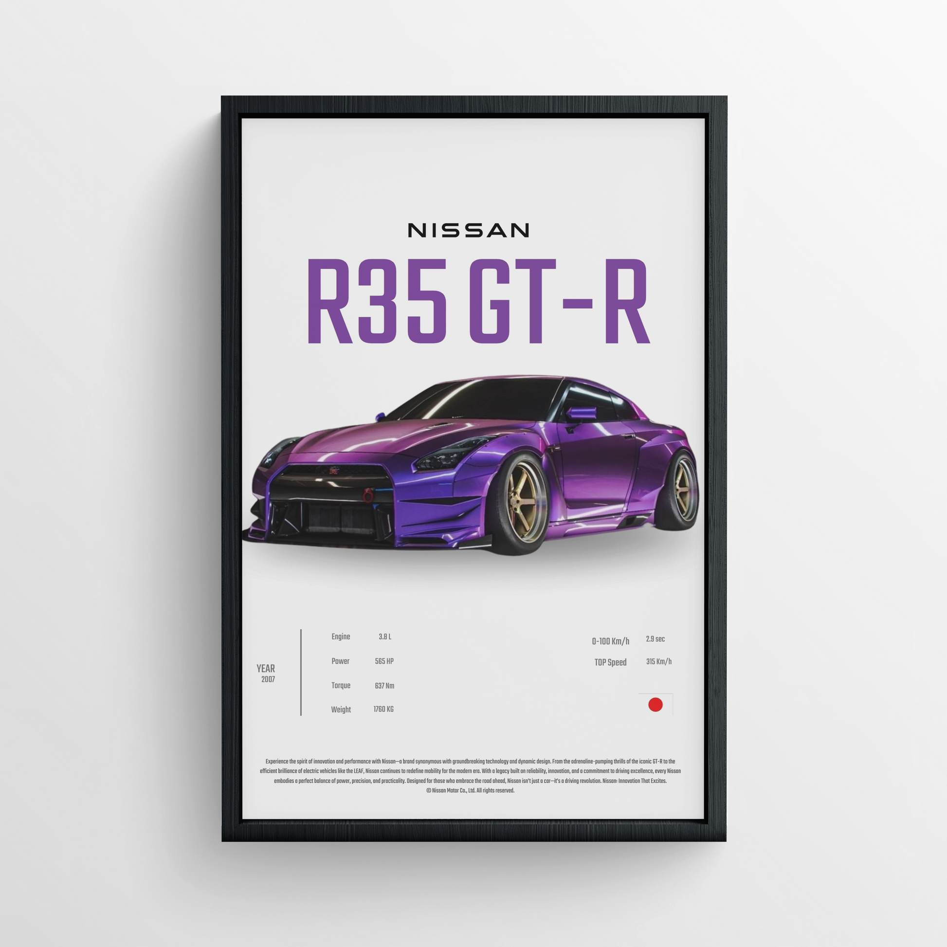 NISSAN R35 GT-R - FRAMED POSTER