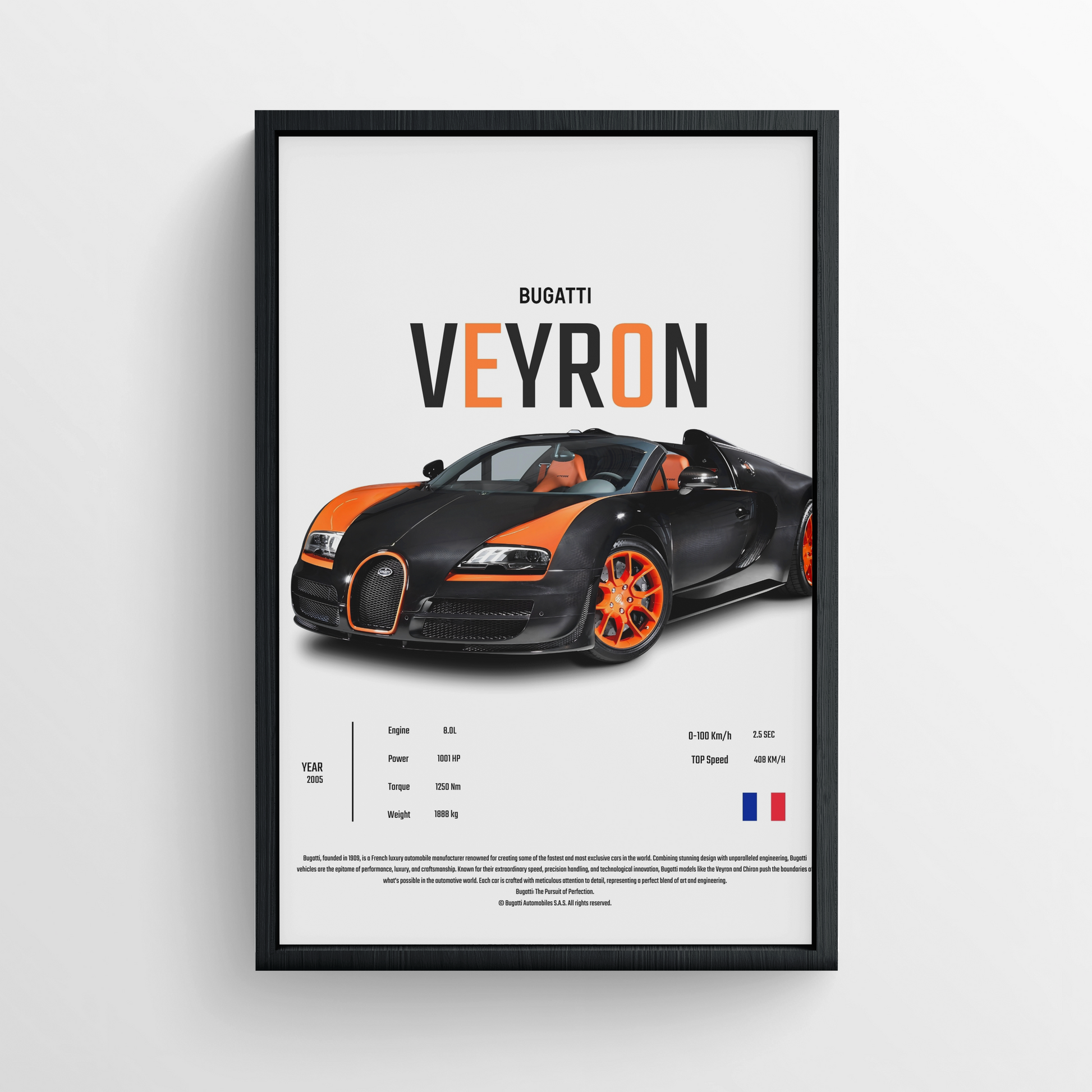 Buggati Veyron - FRAMED POSTER