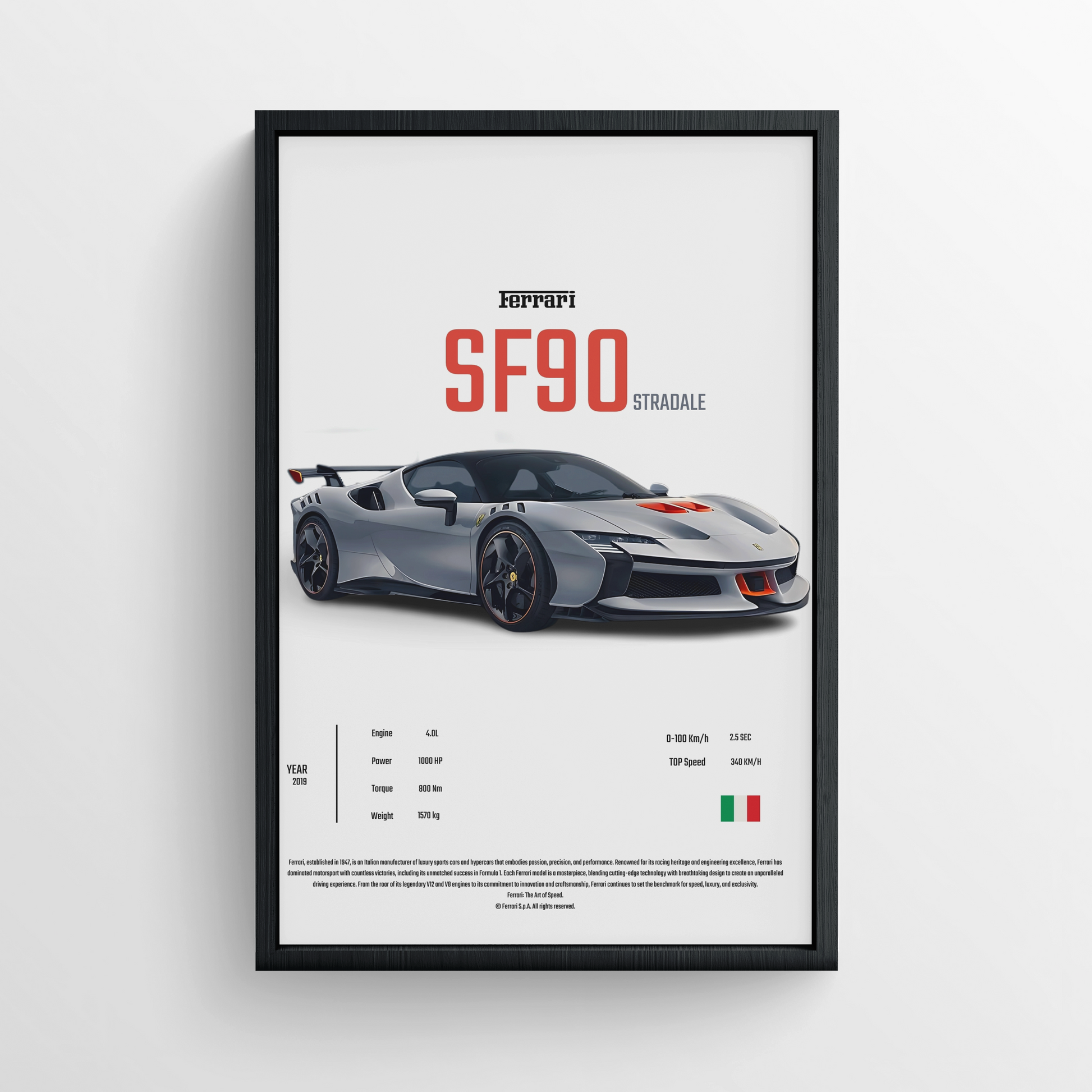 FERRARI SF90 STRADLE - FRAMED POSTER
