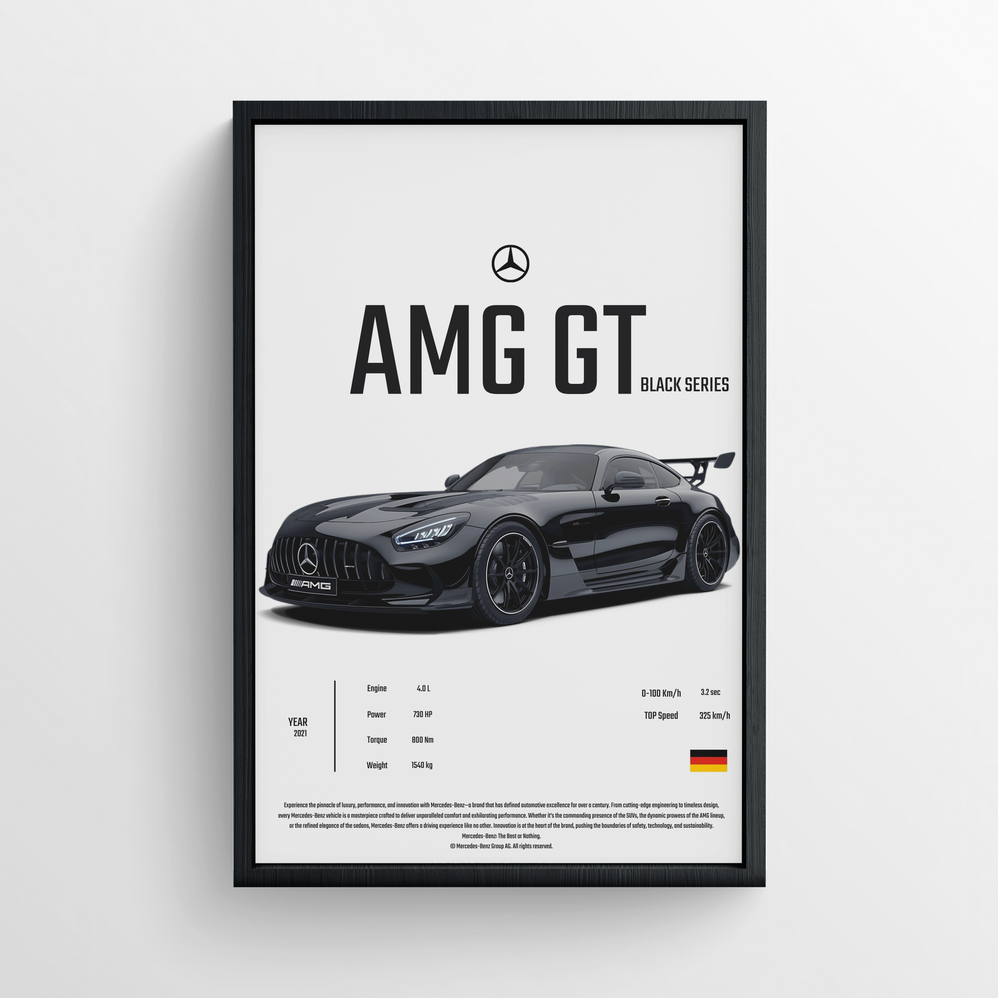 MERCEDES AMG GT - FRAMED POSTER