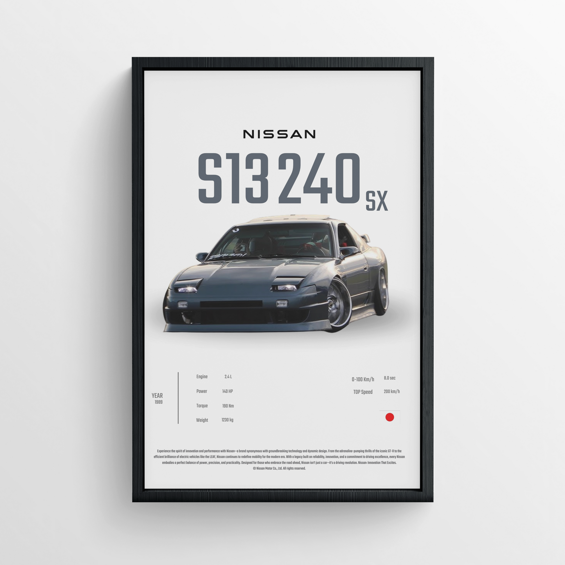 NISSAN S13OXS - FRAMED POSTER
