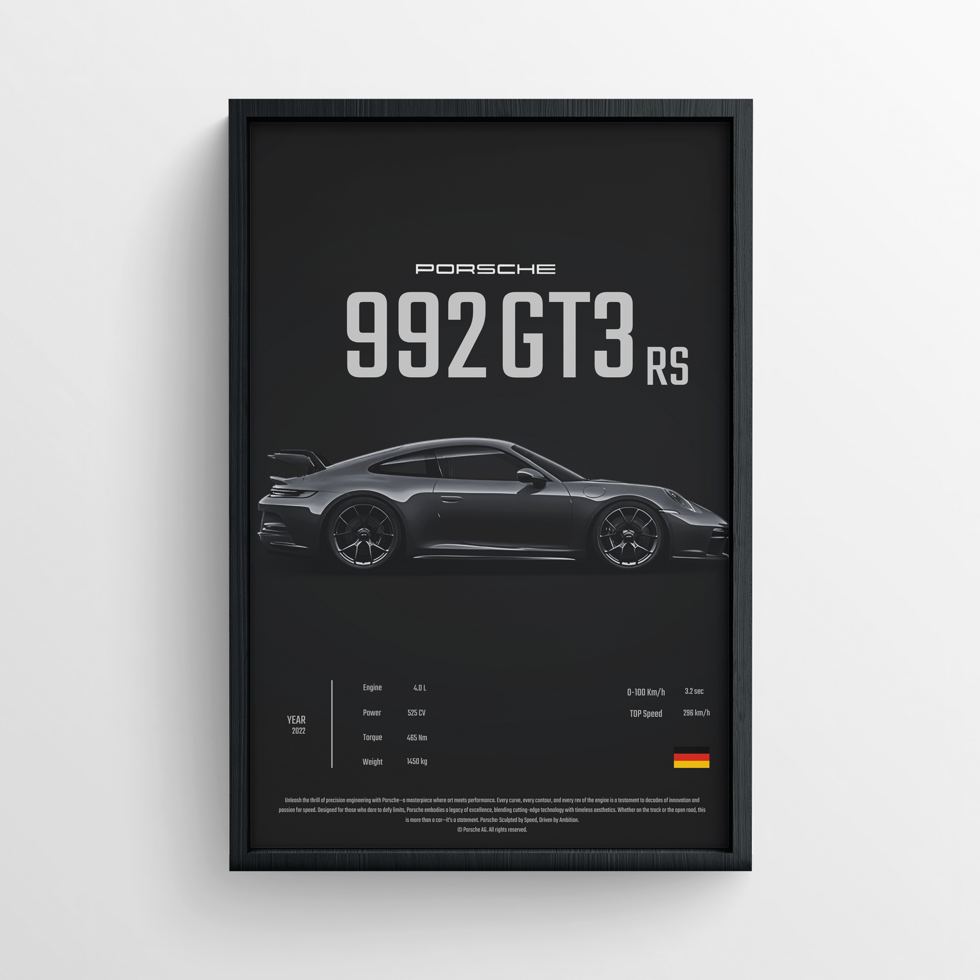 Porsche 992 GT3 Rs - FRAMED POSTER