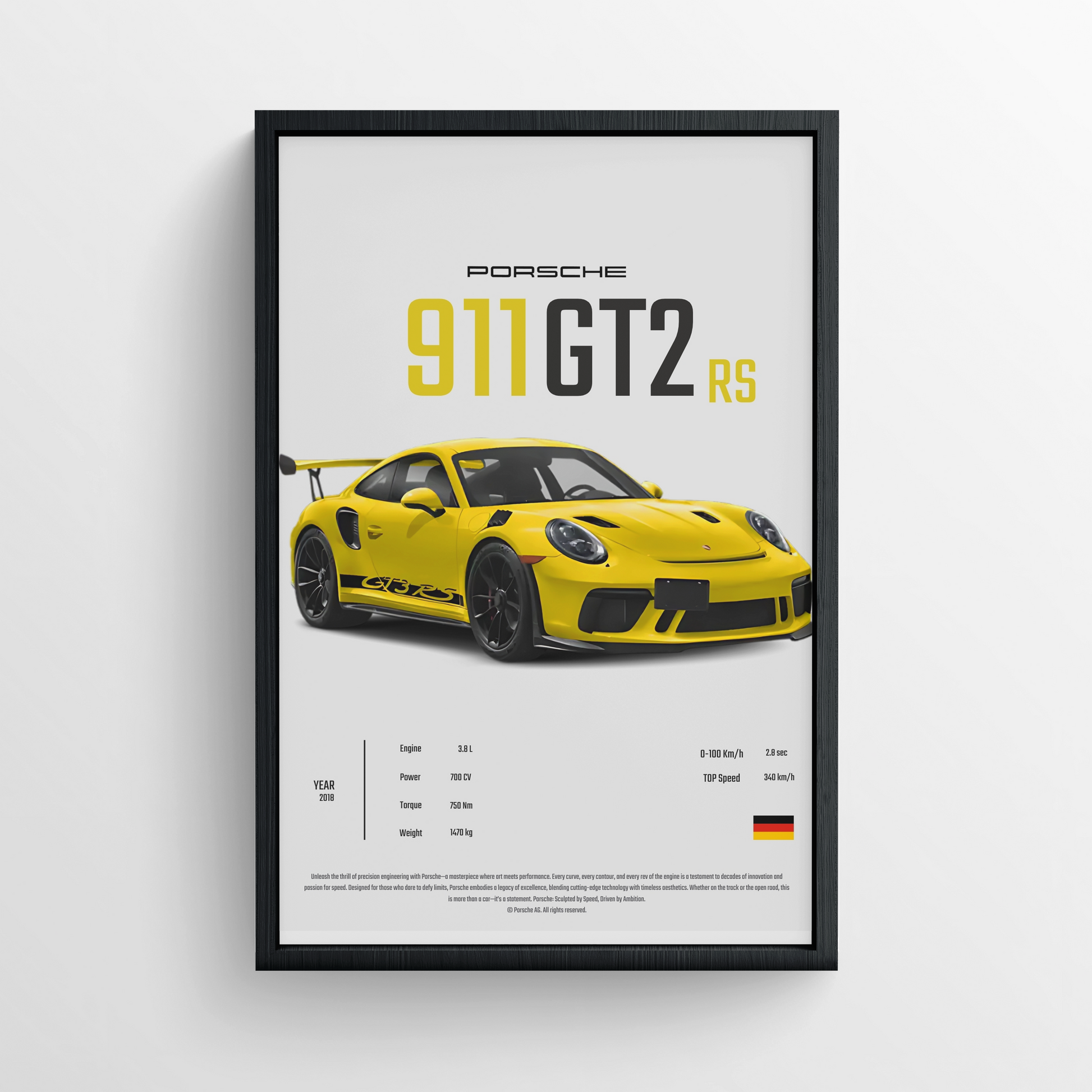 Porsche 911 G12 Rs - FRAMED POSTER