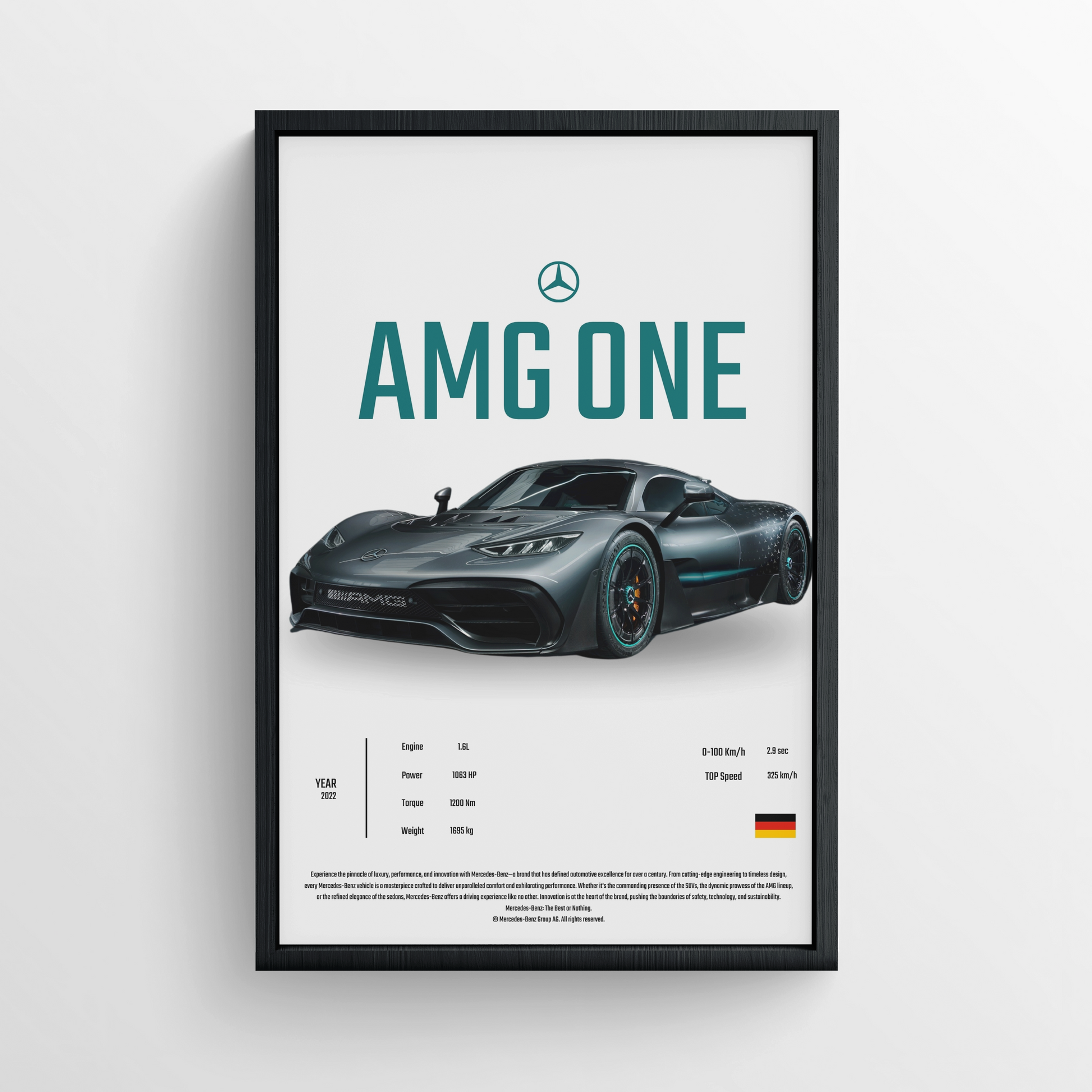MERCEDES AMG GT - FRAMED POSTER