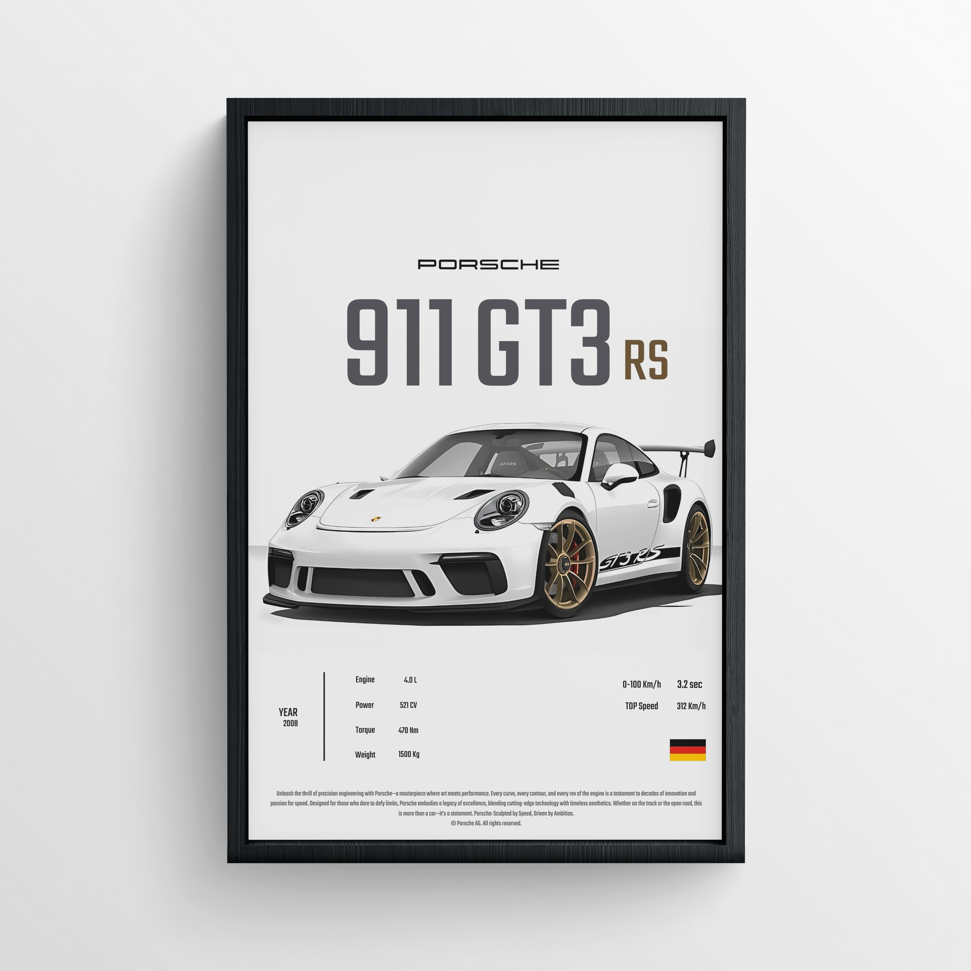 Porsche 911 GT3 RS - FRAMED POSTER
