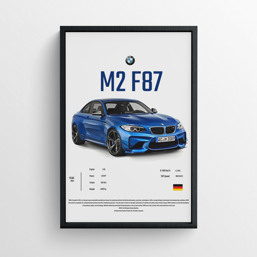 BMW M2 F87- FRAMED POSTER