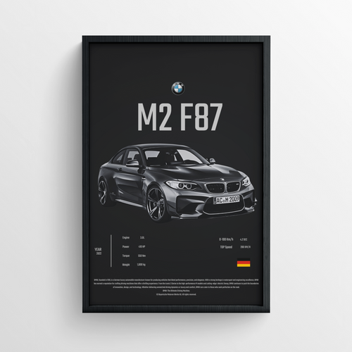 BMW M2 F87- FRAMED POSTER