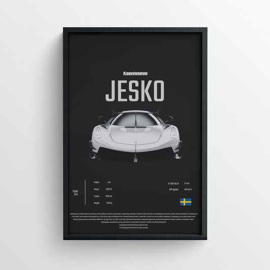 Koenigsegg Jesko - Framed Poster - Black Version