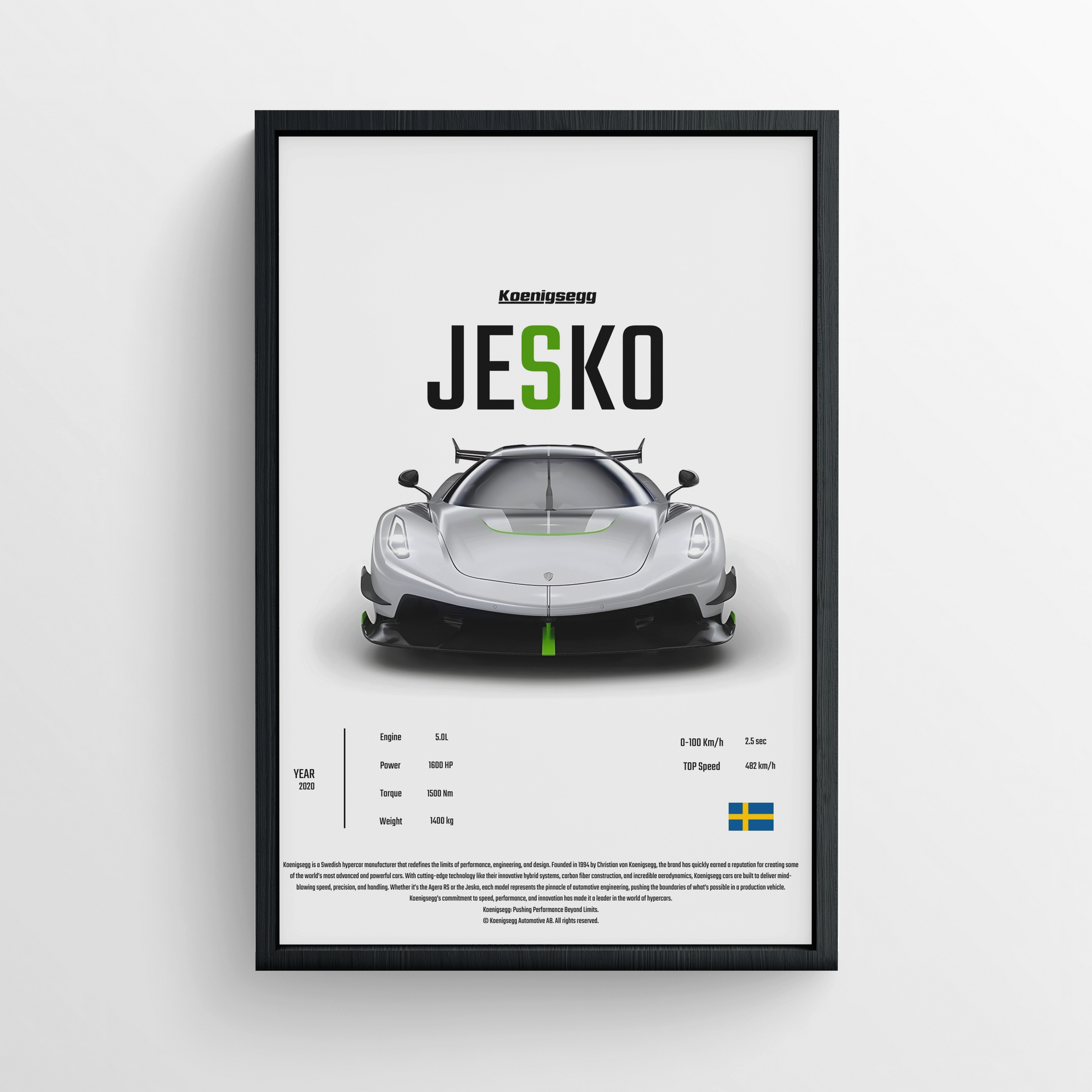 KOENIGSEGG JESKO - FRAMED POSTER