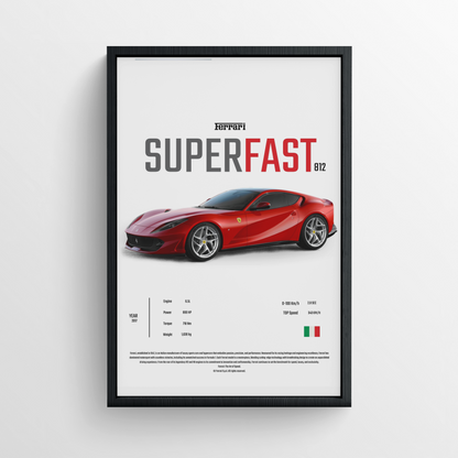 Ferrari 812 Superfast - Framed Poster - White Version