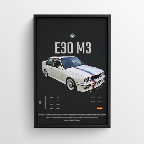 BMW E30 M3 -  FRAMED POSTER