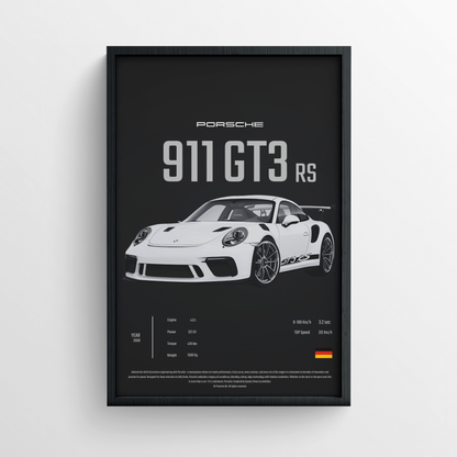 Porsche 911 GT3 RS - Framed Poster - Black Version