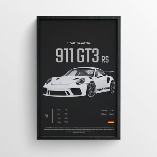 Porsche 911 GT3 RS - Framed Poster - Black Version