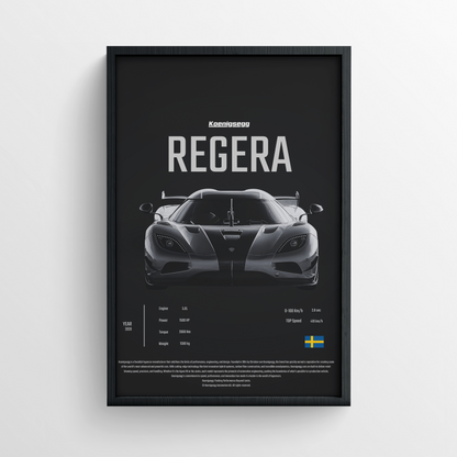 Koenigsegg Regera - Framed Poster - Black Version