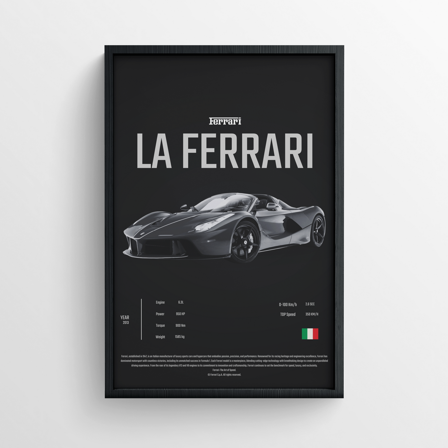 Ferrari LaFerrari - Framed Poster - Black Version