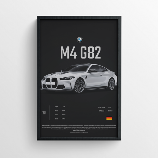 BMW M4 G82 - Framed Poster - Black Version