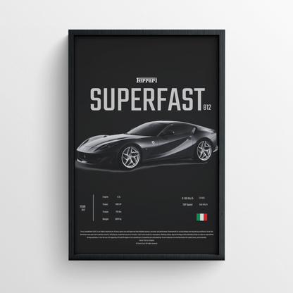 Ferrari 812 Superfast - Framed Poster - Black Version