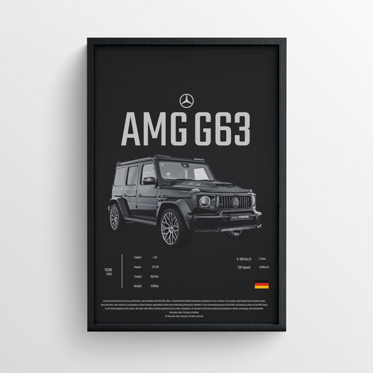 Mercedes G63 - Framed Poster - Black Version