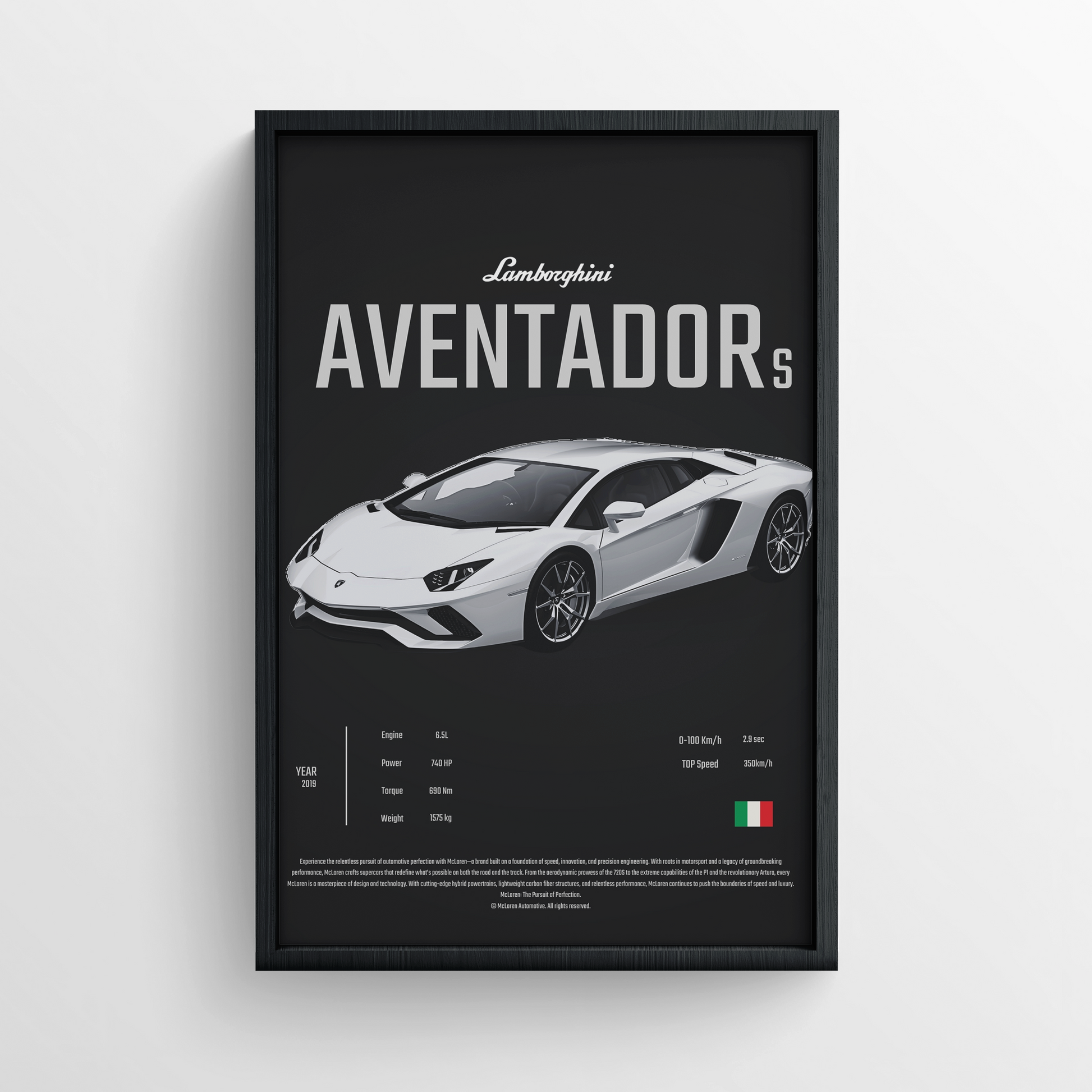 LAMBO AVENTADOR S - FRAMED POSTER