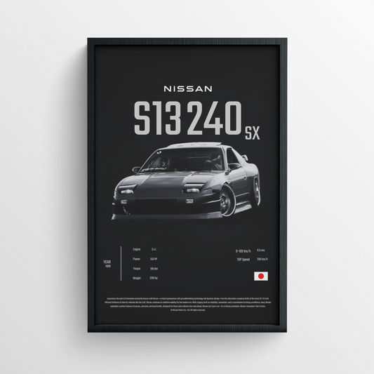 Nissan S130 240SX - Framed Poster - Black Version