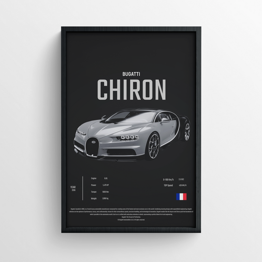 Bugatti Chiron - Framed Poster - Black Version