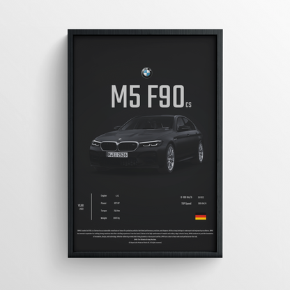 BMW M5 F90 - Framed Poster - Black Version