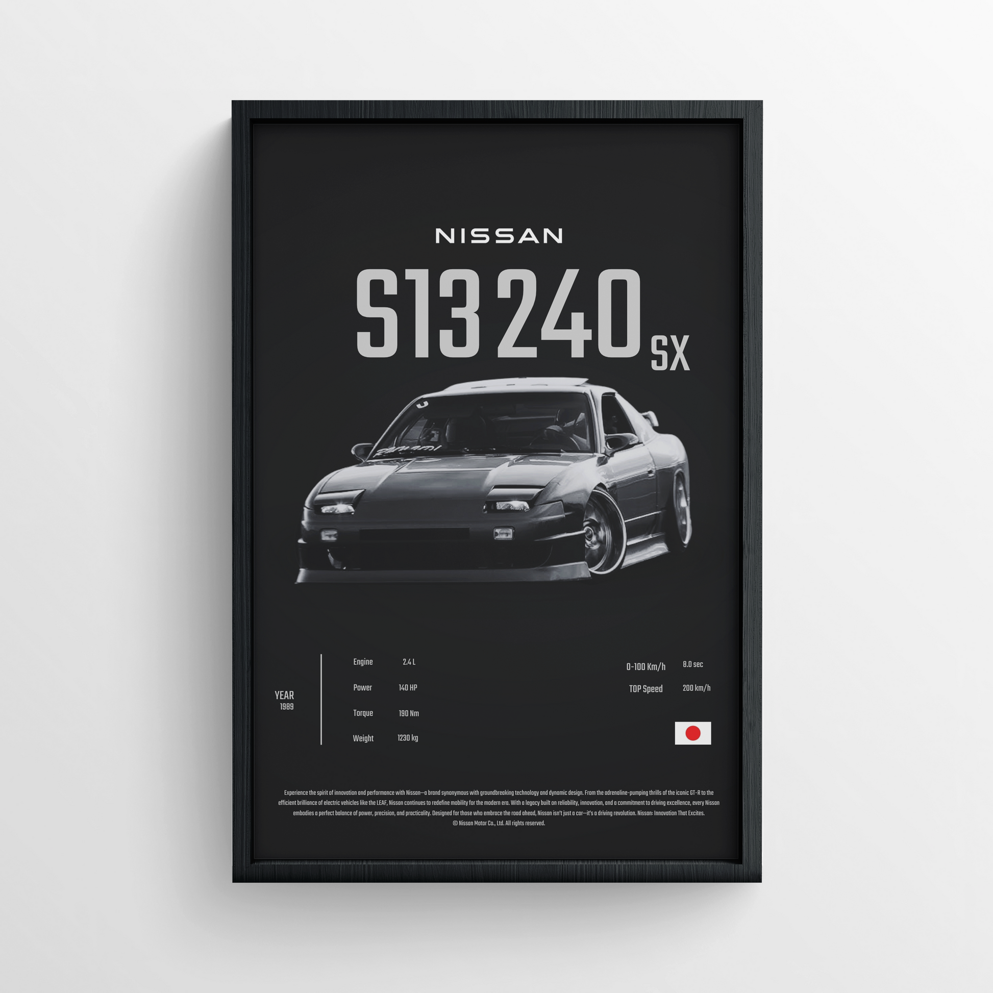 NISSAN S13OXS  - FRAMED POSTER