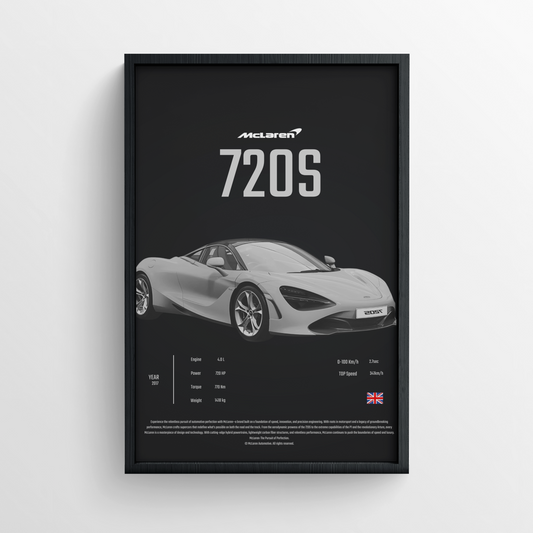 McLaren 720S - Framed Poster - Black Version