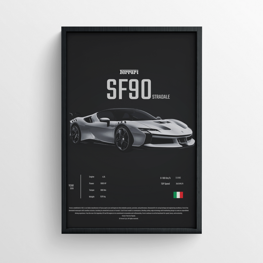 Ferrari SF90 Stradale - Framed Poster - Black Version