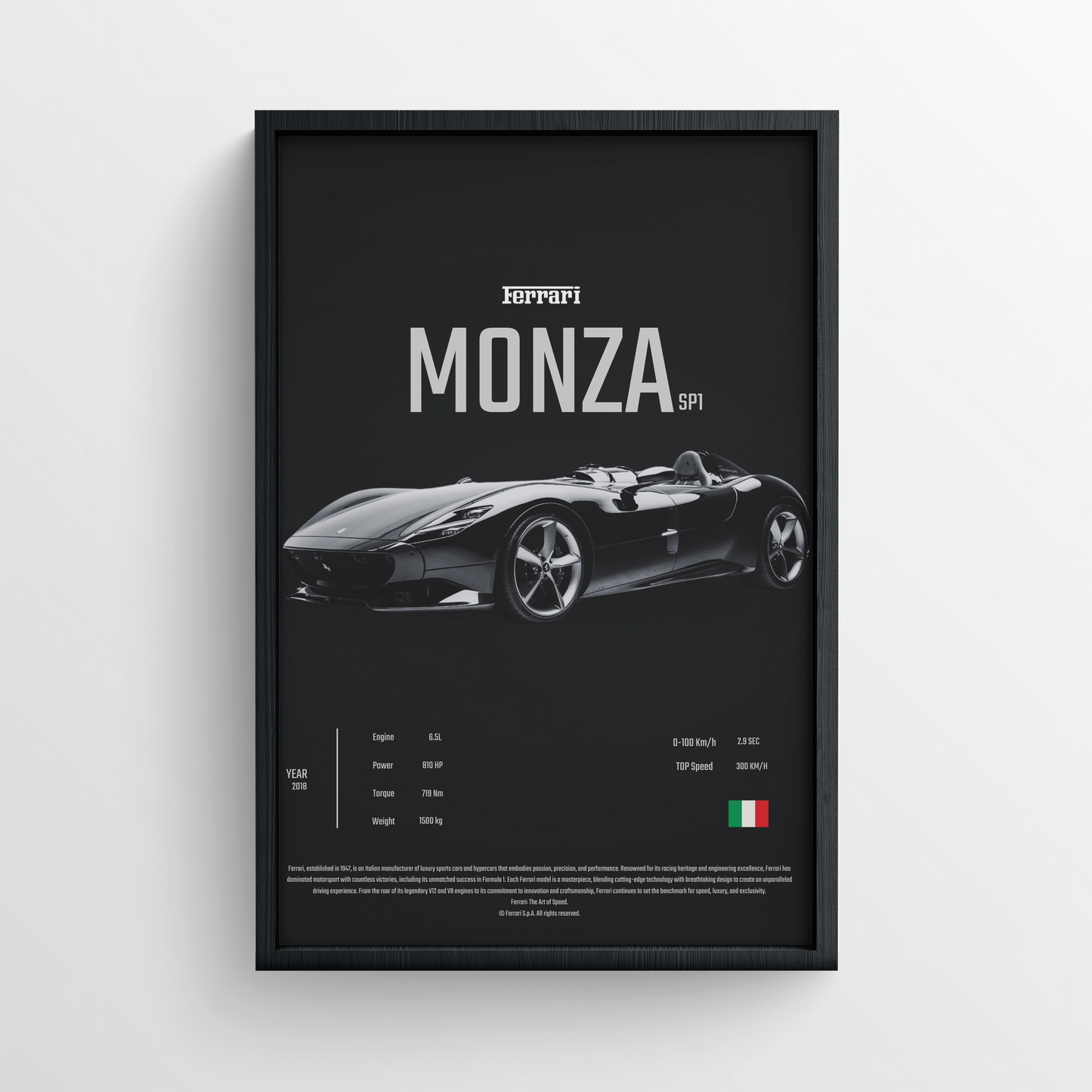 Ferrari Monza SP1 - Framed Poster - Black Version