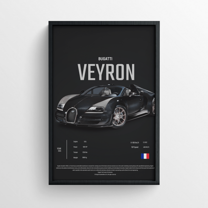 Bugatti Veyron - Framed Poster - Black Version